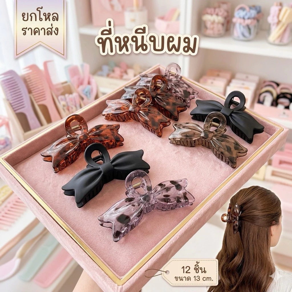 🌷ยกโหล 🌷 หนีบผมสีพาทเทลหนาอย่างดี 12 ชิ้น คละสี