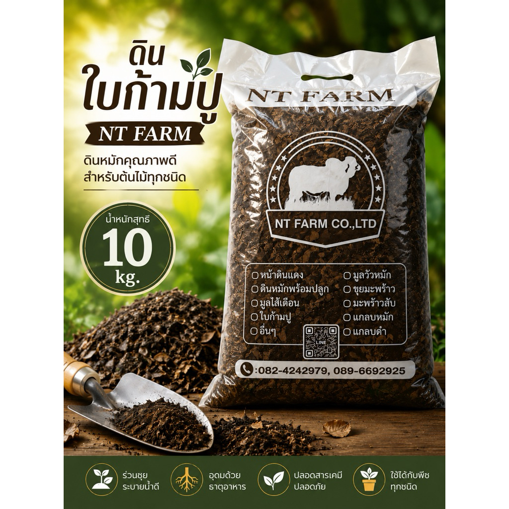ดินใบก้ามปูหมัก ใต้ต้นจามจุรี ดินปลูกต้นไม้ ดินอินทรีย์ ขนาด 10kg | NT FARM