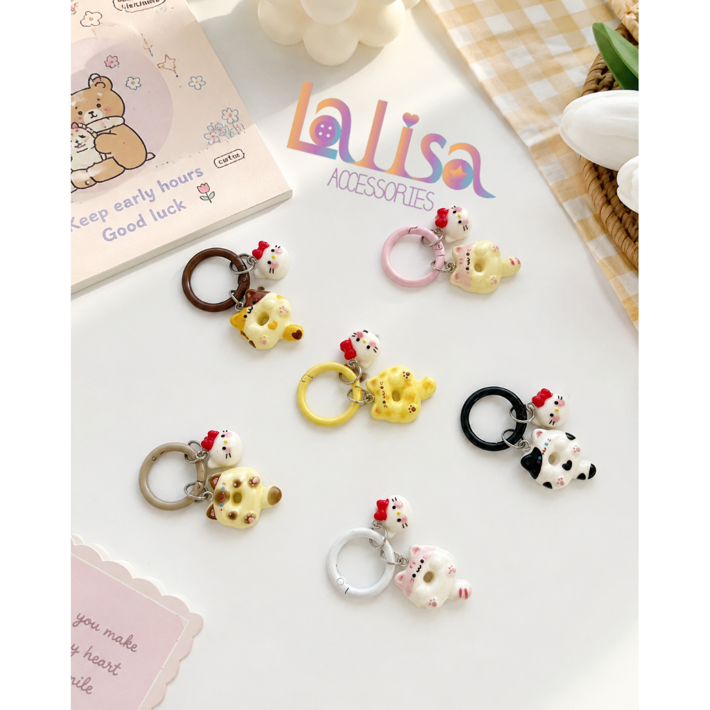 "พวงกุญแจ น้องแมวโดนัทจอมซน (Cat Donut Keychain) น่ารักมุ้งมิ้งที่สุด" alloy dogclips Hm665
