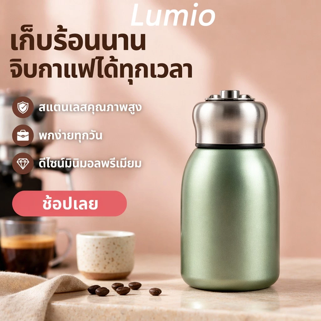 Lumio แก้วเก็บความร้อน ทำจากสแตนเลส ความจุ 300 มล.สแตนเลส 316 กระบอกน้ำ กระติกน้ำ ของใช้น่ารัก ของใช้ในครัว