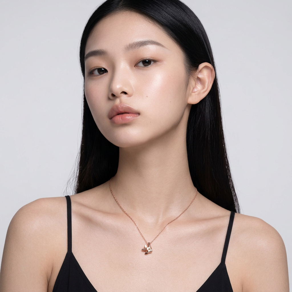 สร้อยคอปลาตะเพียนสาน เงินแท้ 99.9 ขนาด S ชุบทอง 18k สี Rose Gold