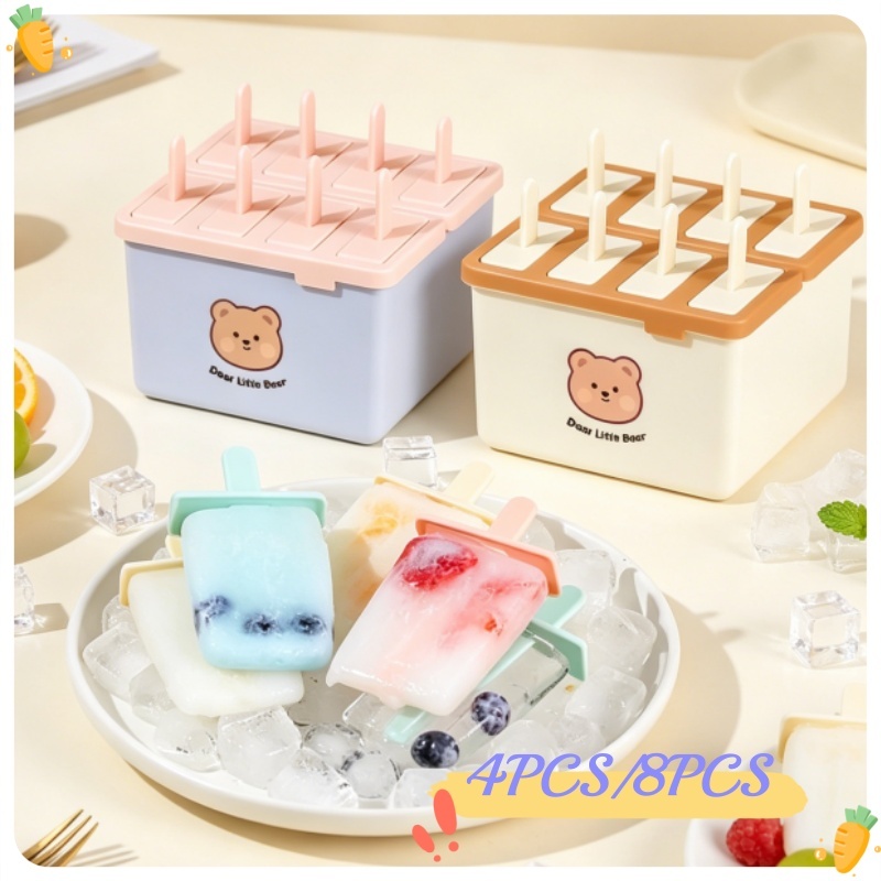 4/8 PCS แม่พิมพ์ไอติม โยเกิร์ตแช่แข็งโฮมเมด DIY ที่ทำไอติม