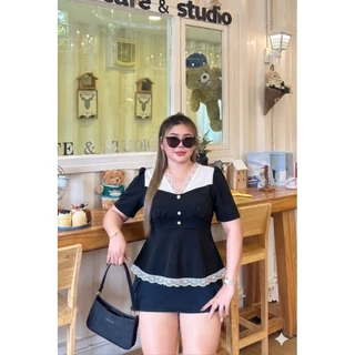 🆕เสื้อชายระบายเป็นงานผ้ายืดวูลเวฟ เนื้อผ้านิ่มใส่สบาย ไม่ร้อน ชุดเข้ารูปเป๊ะมากค่ะ