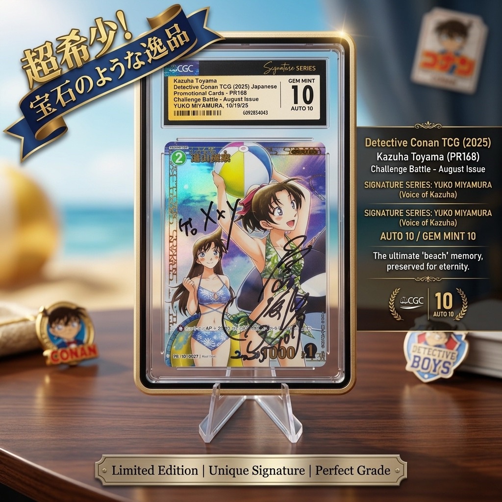 (showcase/แท้ ✅️) การ์ด โคนัน detective conan tcg เกรด10 PR168 kazuha เซ็นสด โดยเซยู คุณ yuko miyamu