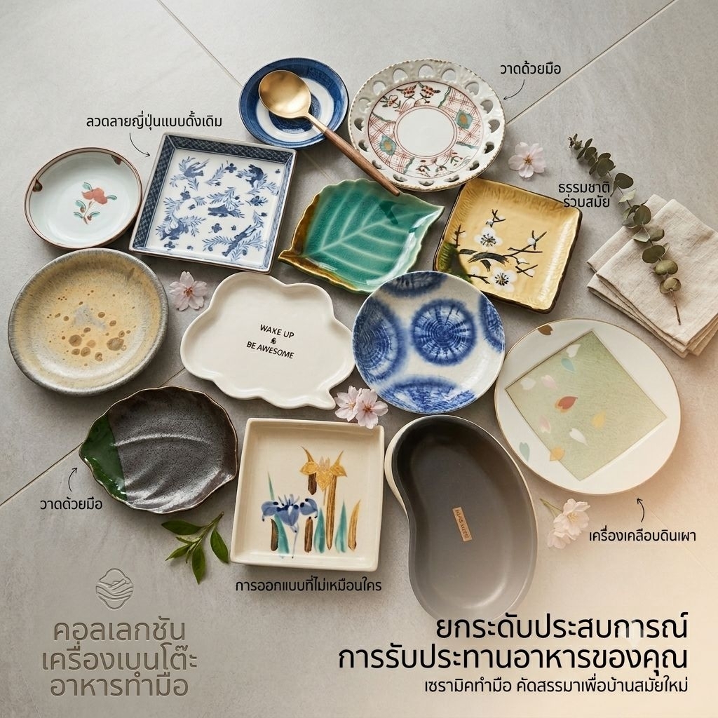 จานข้าว ใช้แบ่ง จากญี่ปุ่น  เนื้อเซรามิก จานอเนกประสงค์ stock 2