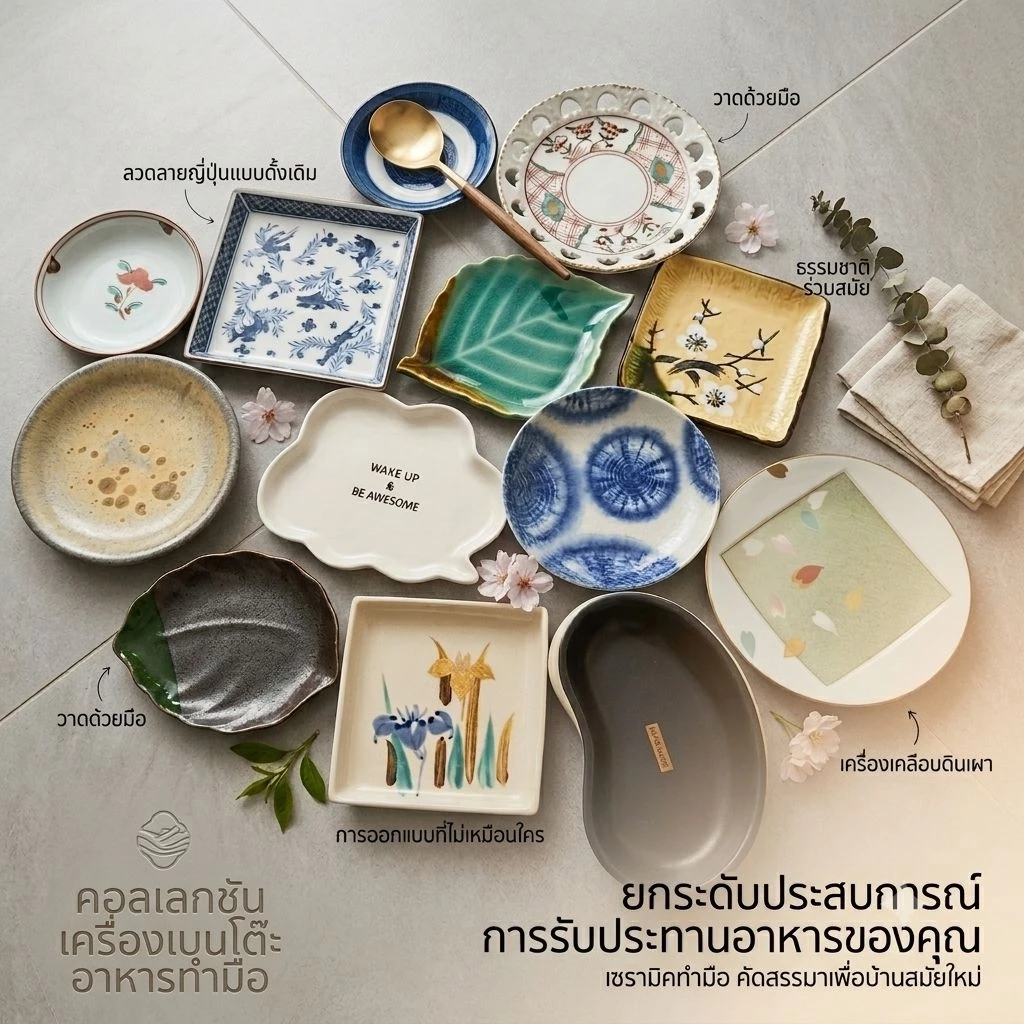จานข้าว ใช้แบ่ง จากญี่ปุ่น เนื้อเซรามิก จานอเนกประสงค์ stock 2