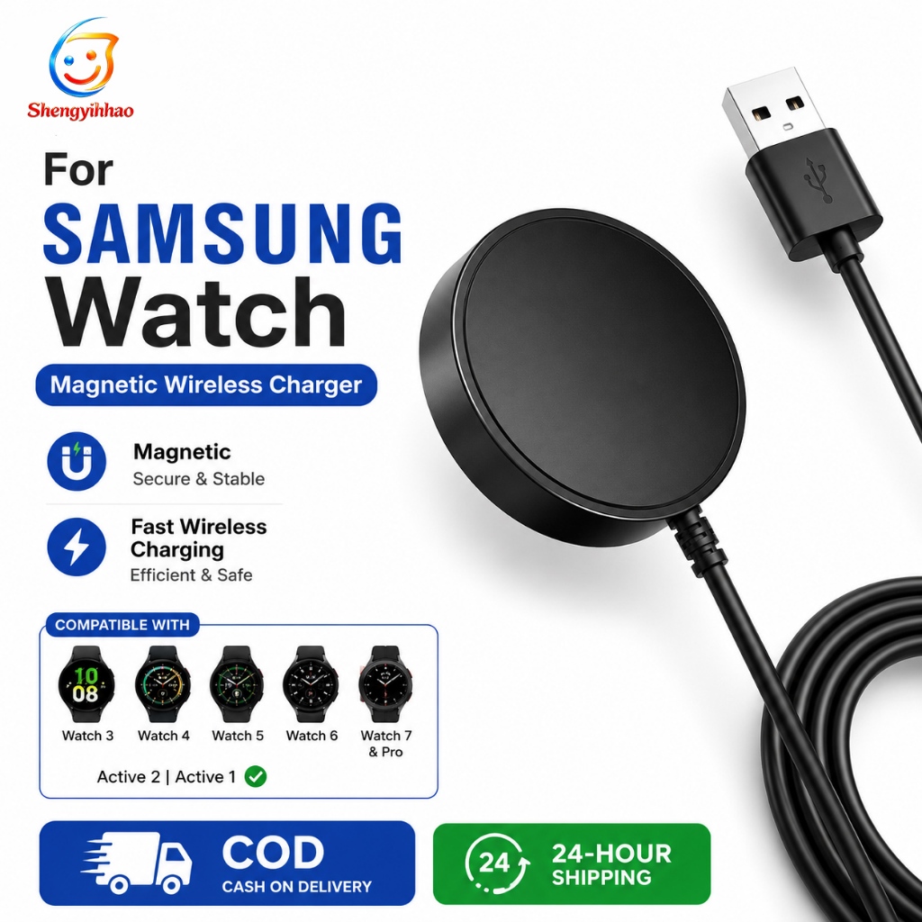 เครื่องชาร์จแม่เหล็กสำหรับ Samsung Galaxy Watch 7 Ultra FE 6.5 Pro ชาร์จอย่างรวดเร็ว USB C สำหรับ Samsung Watch 4.3.2.1