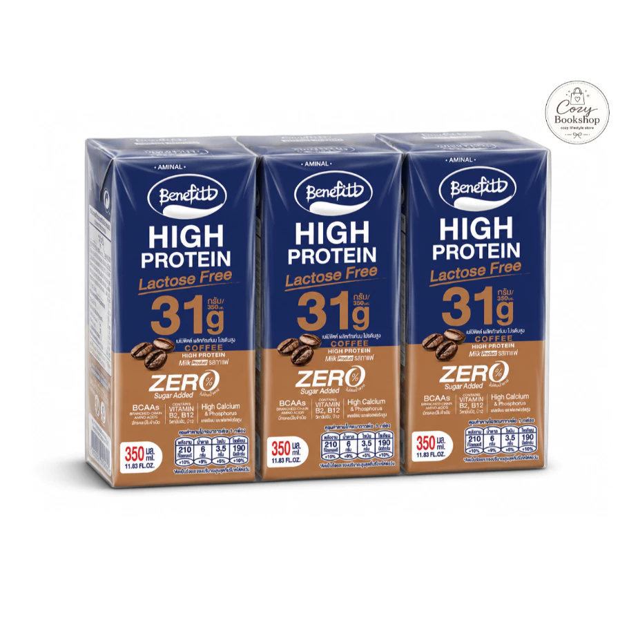 [3 กล่อง] Benefitt High Protein เบนิฟิตต์ ไฮโปรตีน นมโปรตีนสูง 31g รสกาแฟ หมดอายุเดือน 01/2027