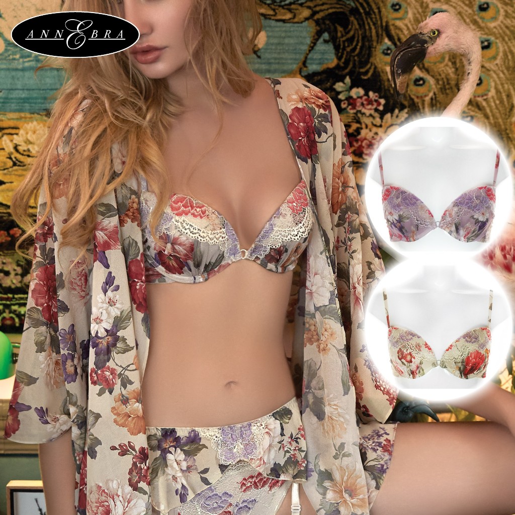 Annebra บราเสริมทรง ตะขอหลัง คอวี มีโครง เสริมฟองน้ำ Push up Mold bra V Neck รุ่น AB1-591