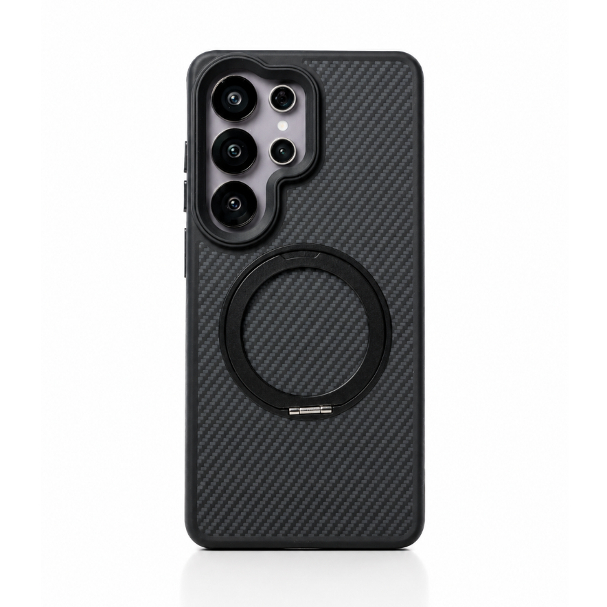 Connex Carbon Fiber Pattern Black Mag Ring Case Samsung S23/S24/S25/S26 Ultra