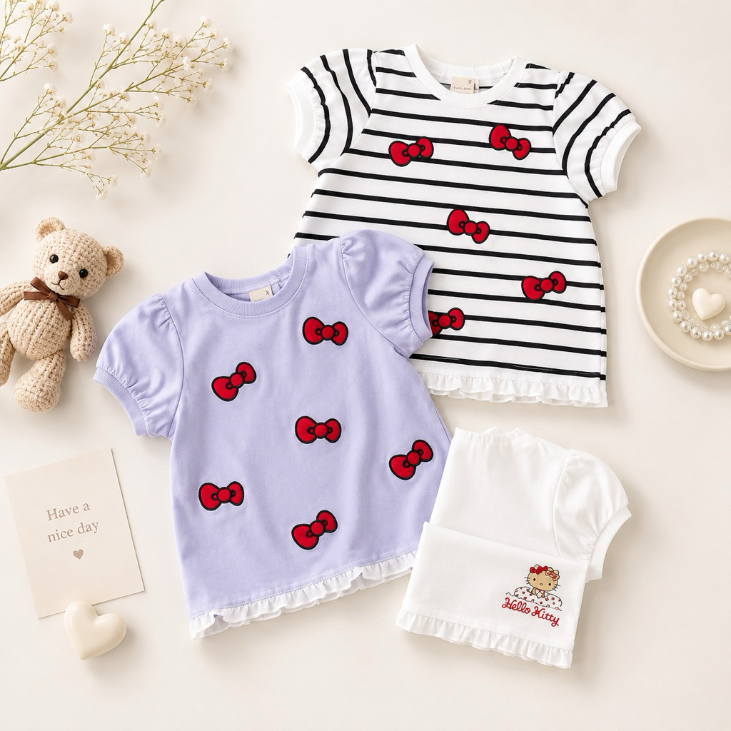 เสื้อยืดแบรนด์ญี่ปุ่น petit main X Hello Kitty