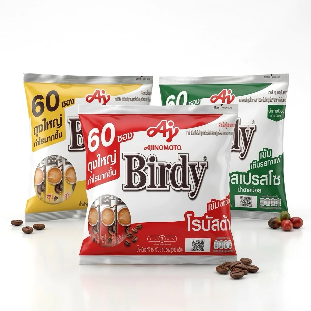 [1แพ็ค60ซอง] Birdy เบอร์ดี้ กาแฟ 3in1 ขนาด 792กรัม