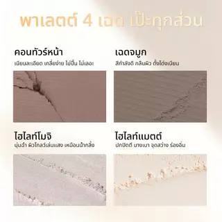 Luminee Beauty พาเลทคอนทัวร์ 4 เฉด คอนทัวร์+เฉดจมูก+ไฮไลท์+ชิมเมอร์ในตลับเดียว หน้าดูมีมิติ 3D กันน้ำติดทน มี 3 เฉด B255