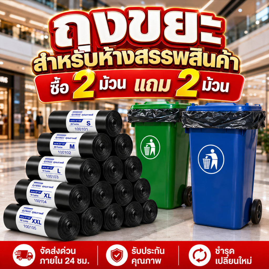 100ชิ้น เหนียวทนสุดๆ ถุงขยะหนา ดำเกรด AAAAA เจ้าเก่า ราคาถูก ได้จำนวนเยอะ รับน้ำหนักได้ดี ไม่รั่วซึมง่าย ถุงดำ