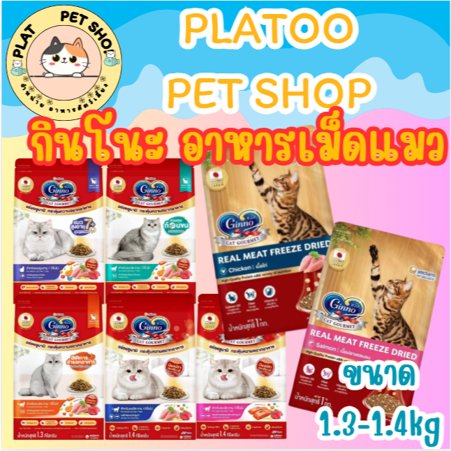 Ginno Dry Health กินโนะ อาหารเม็ดแมว สูตรสุขภาพ 1.3-1.5 Kg. (*1ถุง) .ก2