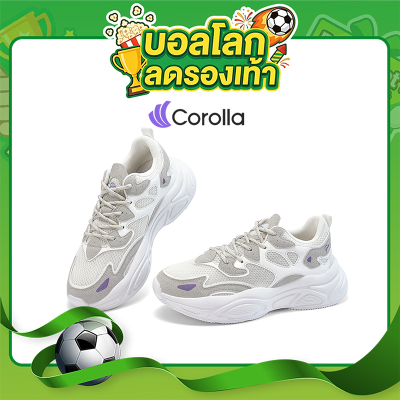 Corolla รองเท้าผ้าใบหนังพียู ต้านเชื้อแบคทีเรีย ลดกลิ่นอับ พื้นซัพพอร์ ลดแรงกระแทก พื้นรองเท้านิ่ม ระบายอากาศได้ดี
