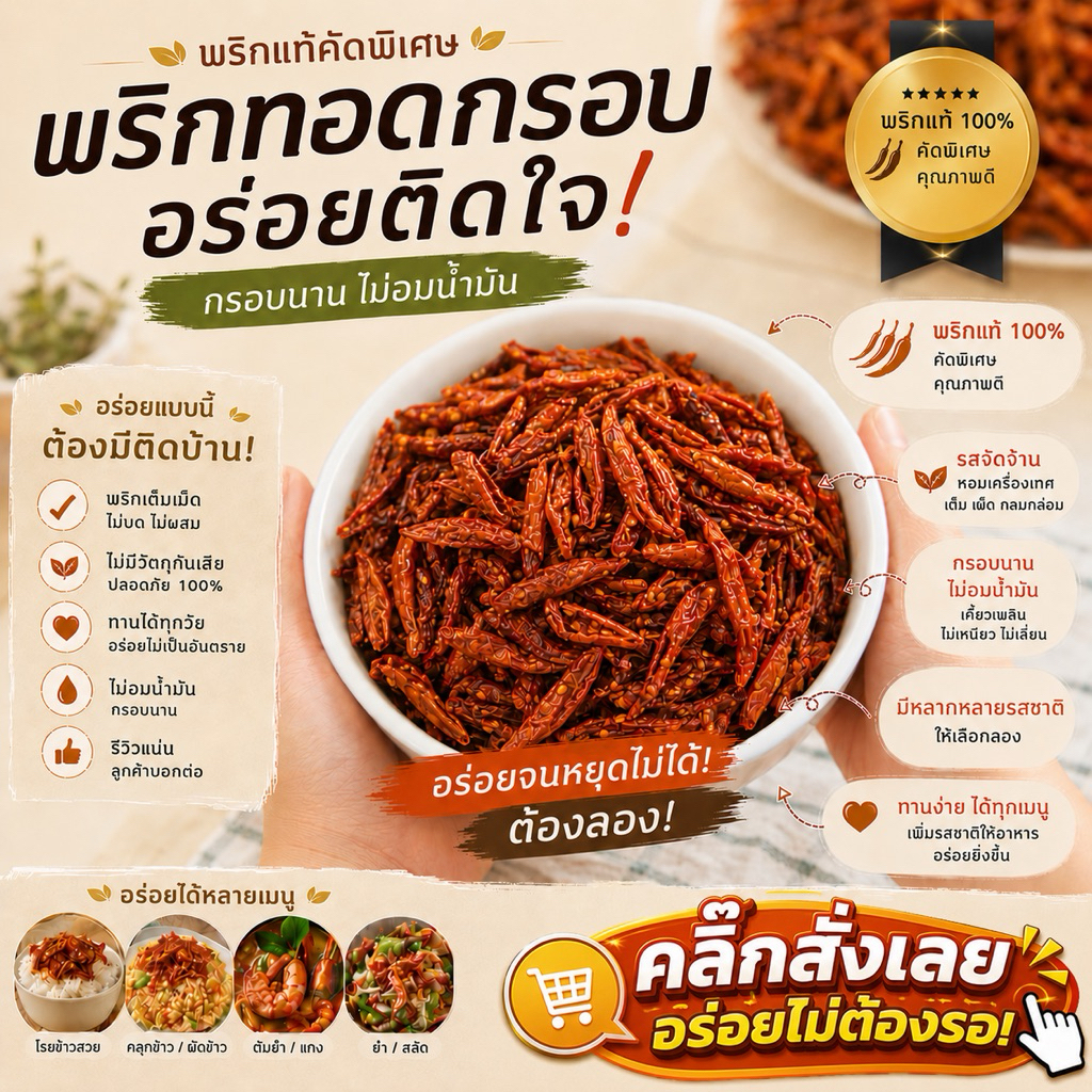 Oemfoods พริกกรอบ ขนาด 50 กรัม ทั้งหมด 20 รสชาติ