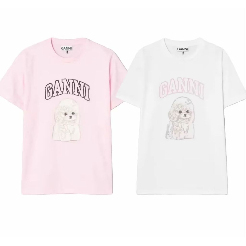 Ganni-Basic Cotton Jersey Poodle Relaxed T-shirt - 2Colors