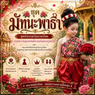 ชุดนางมัทนา ชุดไทยในวันภาษาไทย มัทนาจากเรื่องมัทนะพาธา เทพธิดาแห่งดอกกุหลาบ ชุดการแสดงและการประกวดแต่งกายวรรณคดีไทย