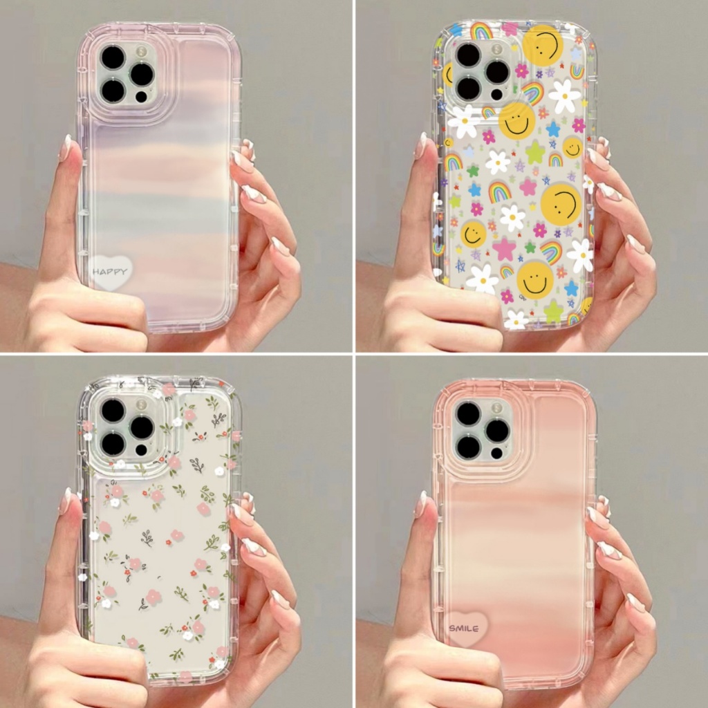 สำหรับ for iPhone 17 11 13 16 14 15 12 Pro Max 6S 7 8 Plus X XR XS MAX SE2022 เคสนิ่มใสถุงลมนิรภัยกันกระแทกการ์ตูนน่ารัก