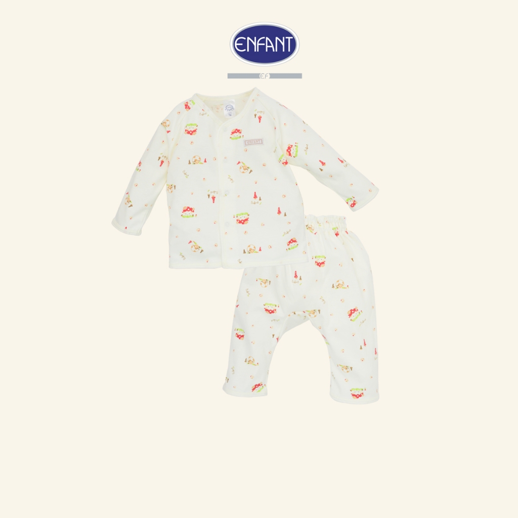 ENFANT ชุดเสื้อแขนยาว + กางเกงขายาว กระดุมผ่าหน้า ลายเห็ดน้อย 3เดือน-2ปี ED1DK6