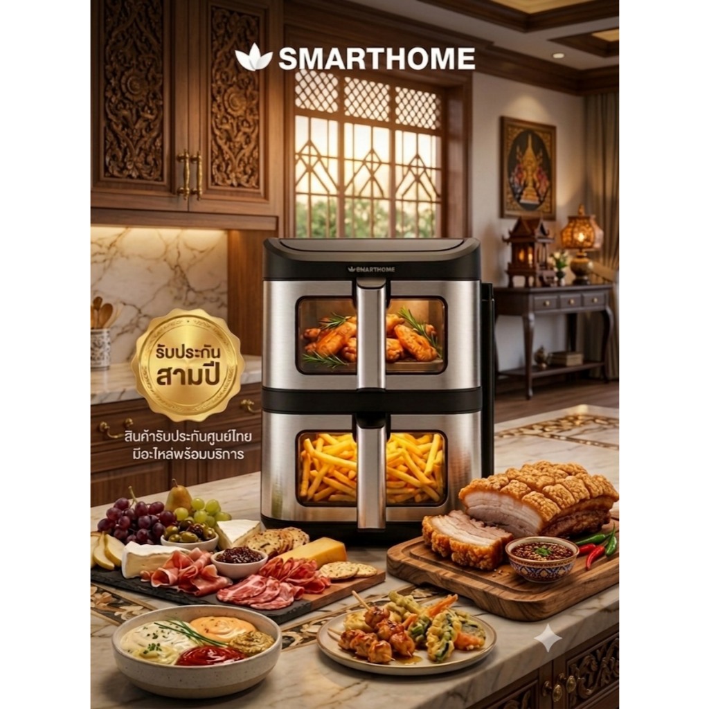 SMARTHOME หม้อทอดไร้น้ำมันขนาด 11 ลิตร รุ่น MV-2500 หม้อทอดไร้น้ำมันแบบ 2 ชั้น
