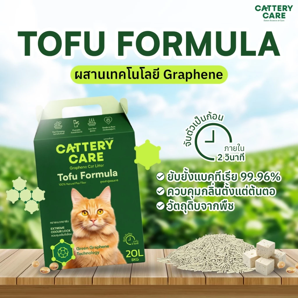 โปรลด 25% Cattery Care ทรายแมวกราฟีน สูตรเต้าหู้ กลิ่นหอมเบา ฝุ่นน้อยพิเศษ ขนาด 20 ลิตร
