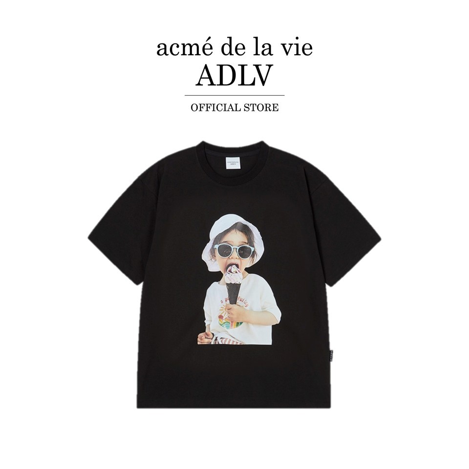 ADLV [acme de la vie] เสื้อยืด Oversize รุ่น Baby Face Icecream Girl Sleeve T-Shirt Black (50041OBFSSU_U5BKXX)