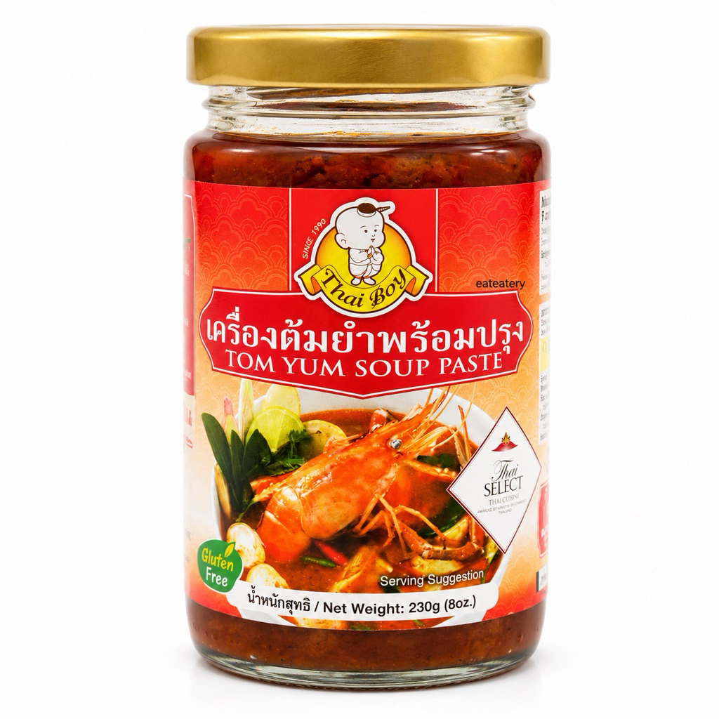 เครื่องต้มยำไทย ไทยบอย 230กรัม ไม่ใส่วัตถุกันเสีย (ฮาลาล)(Thai Boy - Tom Yum Soup Paste 230g.) no preservative