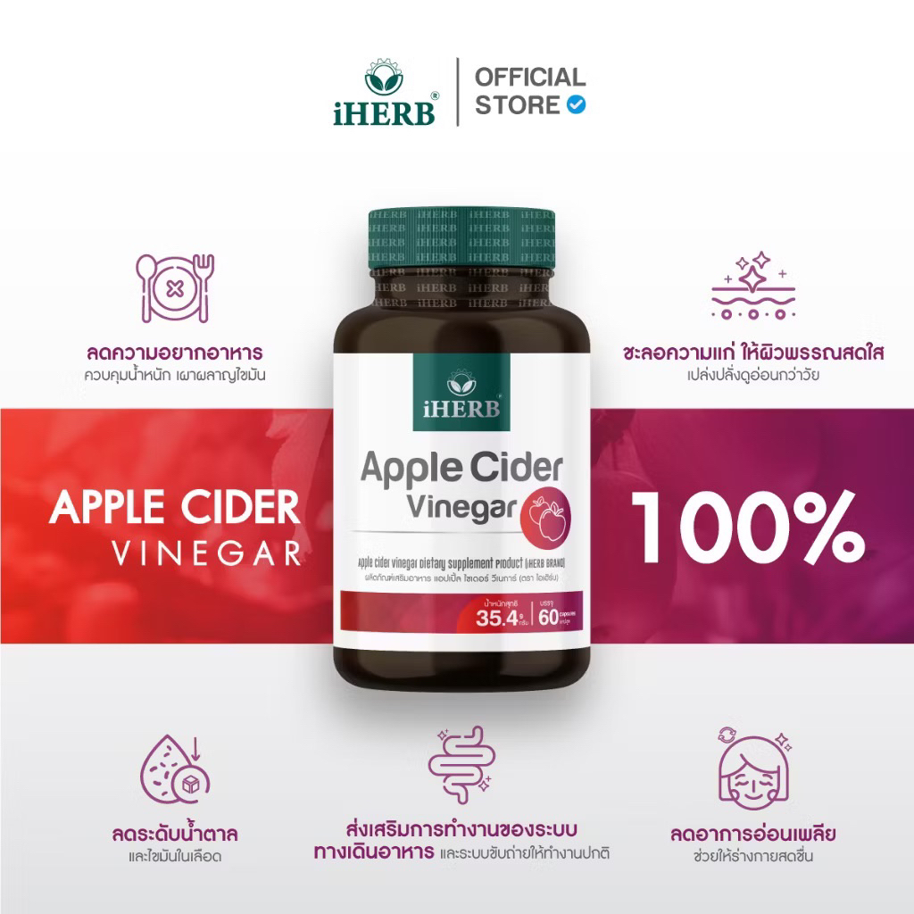 ( 1แถม1 กระปุก ) APPLE CIDER VINEGAR  แอปเปิ้ลไซเดอร์ วีเนการ์ แบบแคปซูล ตรา นิโคแคล