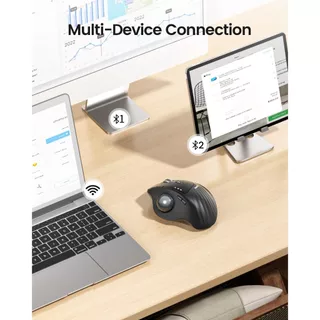 ProtoArc EM01 NL เมาส์แทร็กบอลไร้สาย 2.4G + Bluetooth 2 ช่อง ชาร์จไฟได้ ลูกบอลแทร็กบอลสีดำ รับประกัน 2 ปี
