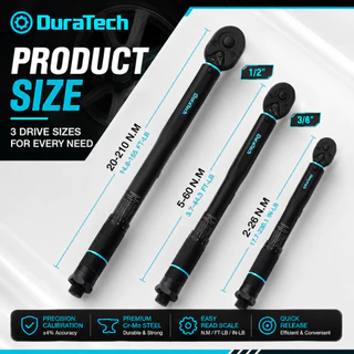 (พร้อมส่งจากไทย) Duratech ประแจทอร์คชนิดคลิก ไดรฟ์ 1/4 3/8 1/2 นิ้ว ปรับแรงบิดได้ DT402220 DT402221 DT402222