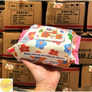 ( 5แถม 5 ) ทิชชู่เปียก ฺBaby Wipes ห่อใหญ่ 100 แผ่น หนัก700กรัม แผ่นใหญ่หนานุ่ม ลายดอกไม้ ผ้าเช็ดทำความสะอาดอเนกประสงค์