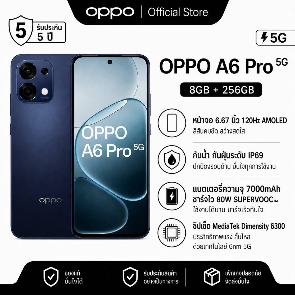 OPPO A6 Pro 5G 8/256GB เครื่องแท้ พร้อมส่ง