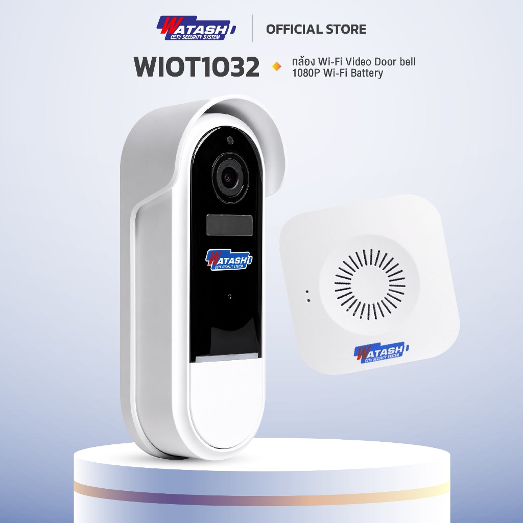 WATASHI กล้อง Wi-Fi Video Door bell รุ่น WIOT1032 บันทึกภาพ 2 MP บันทึกภาพพร้อมเสียง BATTERY 5700 mAh ติดตั้งภายนอก IP65