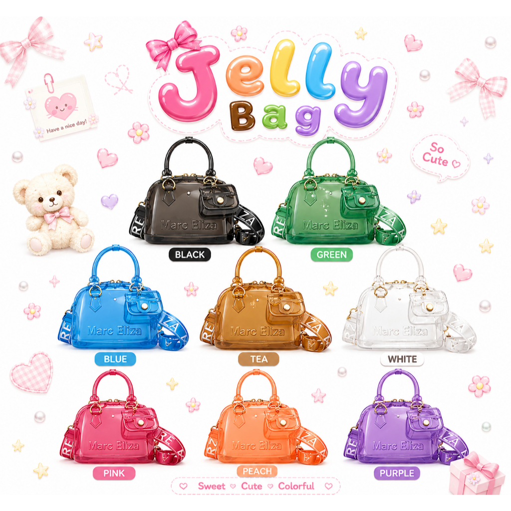 🌈JellyBag กระเป๋าสะพายข้าง สุดฮิตรุ่นAlma🌈สีสวยสดใสถือแล้วดูโดดเด่น🎀มาพร้อมสายสะพายสไตล์สปอร์ตสุดเก๋