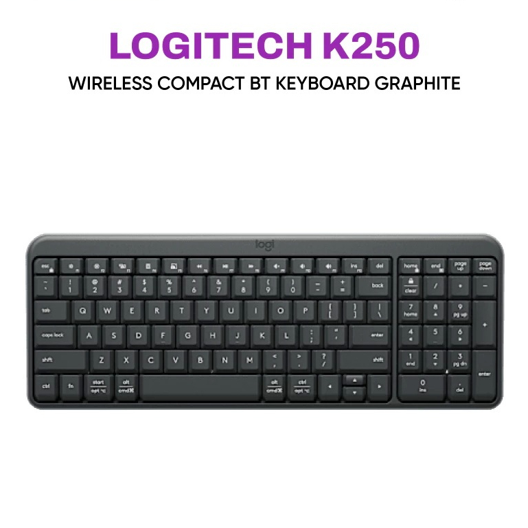 KEYBOARD (คีย์บอร์ด) LOGITECH K250 COMPACT BLUETOOTH เชื่อมต่อ Bluetooth ดีไซน์กะทัดรัด (คีย์ไทย-อัง