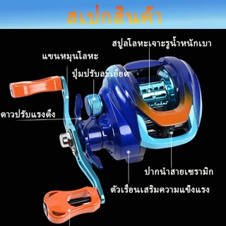 รอกหยดน้ํา รอกหยดนํ้า รอกเบส แรงลาก 15 กก การปรับแรงแม่เหล็ก 15 ระดับ อัตราทดเร็ว 7.2:1 เกียร์ทองเหลือง ใช้ได้ทั้งน้ำเค็