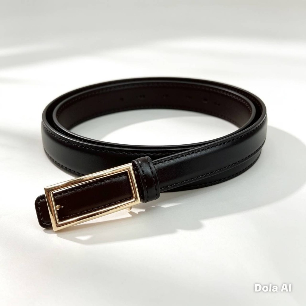 LK531 เข็มขัดหนังผู้หญิงหัวกรอบสีทอง รุ่น Slim Elegant รูปที่ 3