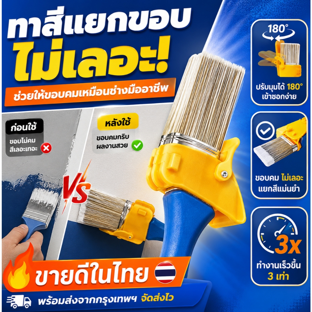 น้ําหนักเบามือถือขอบสีแยกแปรง,แปรงทาสีมัลติฟังก์ชั่จิตรกรรมแปรงแยกสีผนังภายในหลังคาแปรงทาสีน้ํายางสีตัดเครื่องมือสี