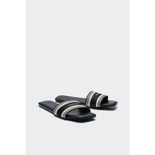 CC DOUBLE O WEBBING WOVEN LOGO STRAP SANDALS ผู้หญิง รองเท้าแตะแบบสวม สายคาดทอโลโก้ รุ่น O26WSWA028 (AW26 #P1)