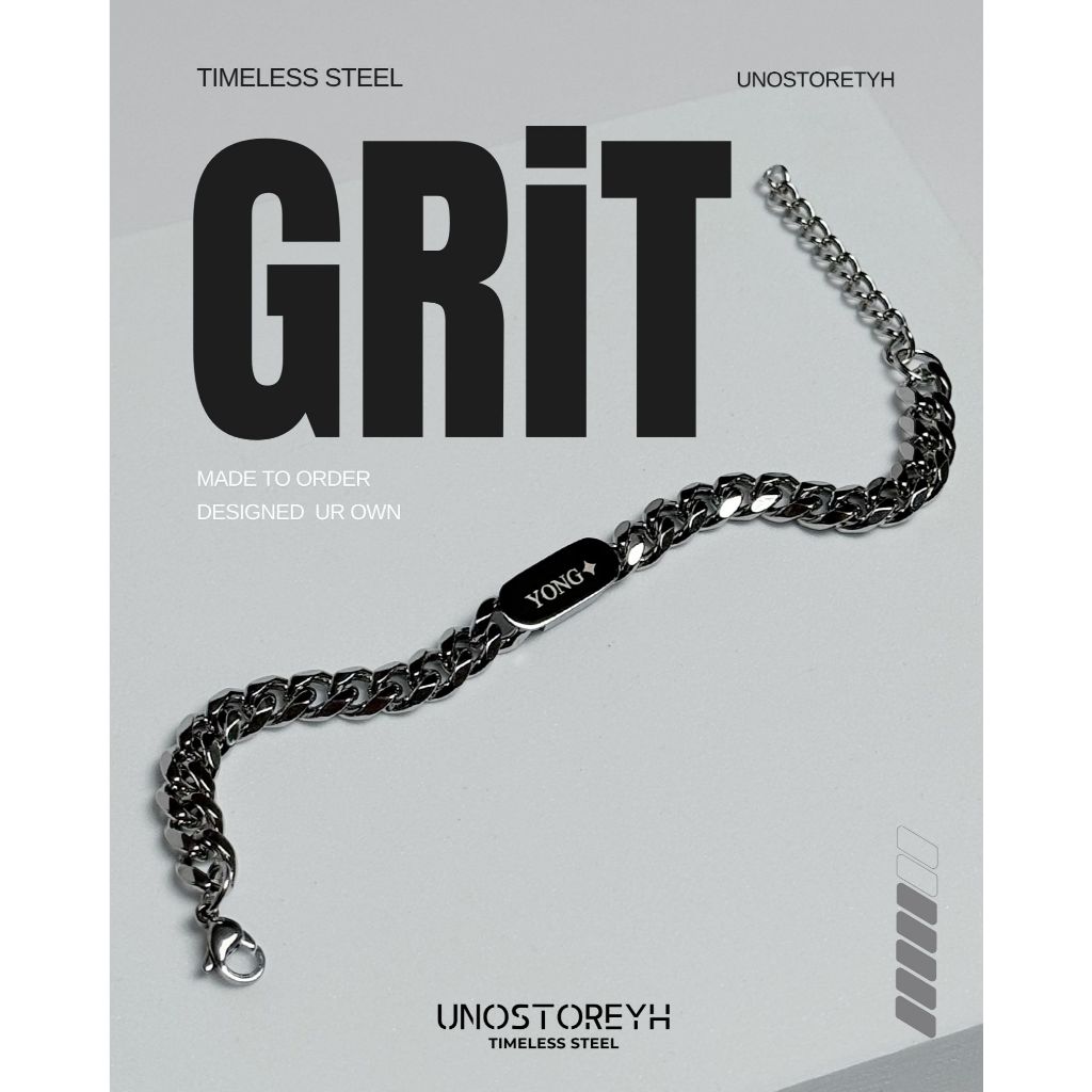 🔥ข้อมือสแตนเลส สร้อยคอ สลักชื่อ รุ่นGRIT ข้อมือสลักชื่อ กำไลสลักชื่อ เครื่องประดับผู้ชาย ⚠️ดูFontรูป2 แจ้งคำกับฟอนต์ที่ห