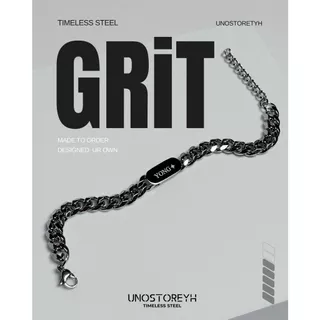 🔥ข้อมือสแตนเลส สร้อยคอ สลักชื่อ รุ่นGRIT ข้อมือสลักชื่อ กำไลสลักชื่อ เครื่องประดับผู้ชาย