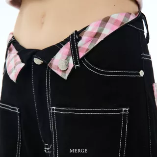 Merge Official - V Folded Waist Jeans (พร้อมส่ง)
