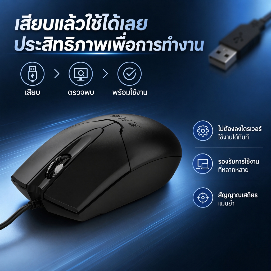 เมาส์ทำงาน A4TECH OP-720 1200DPI ปุ่มเงียบ จับถนัดมือ ต่อใช้งานทันที เหมาะสำหรับออฟฟิศ นักเรียน ทำงานที่บ้าน