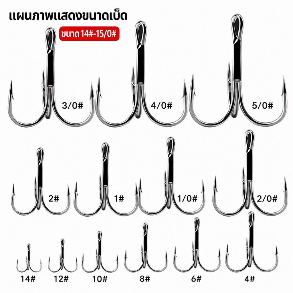 เบ็ดสามทาง ตัวเบ็ดสามทาง เบาคมแข็งแรง TH1