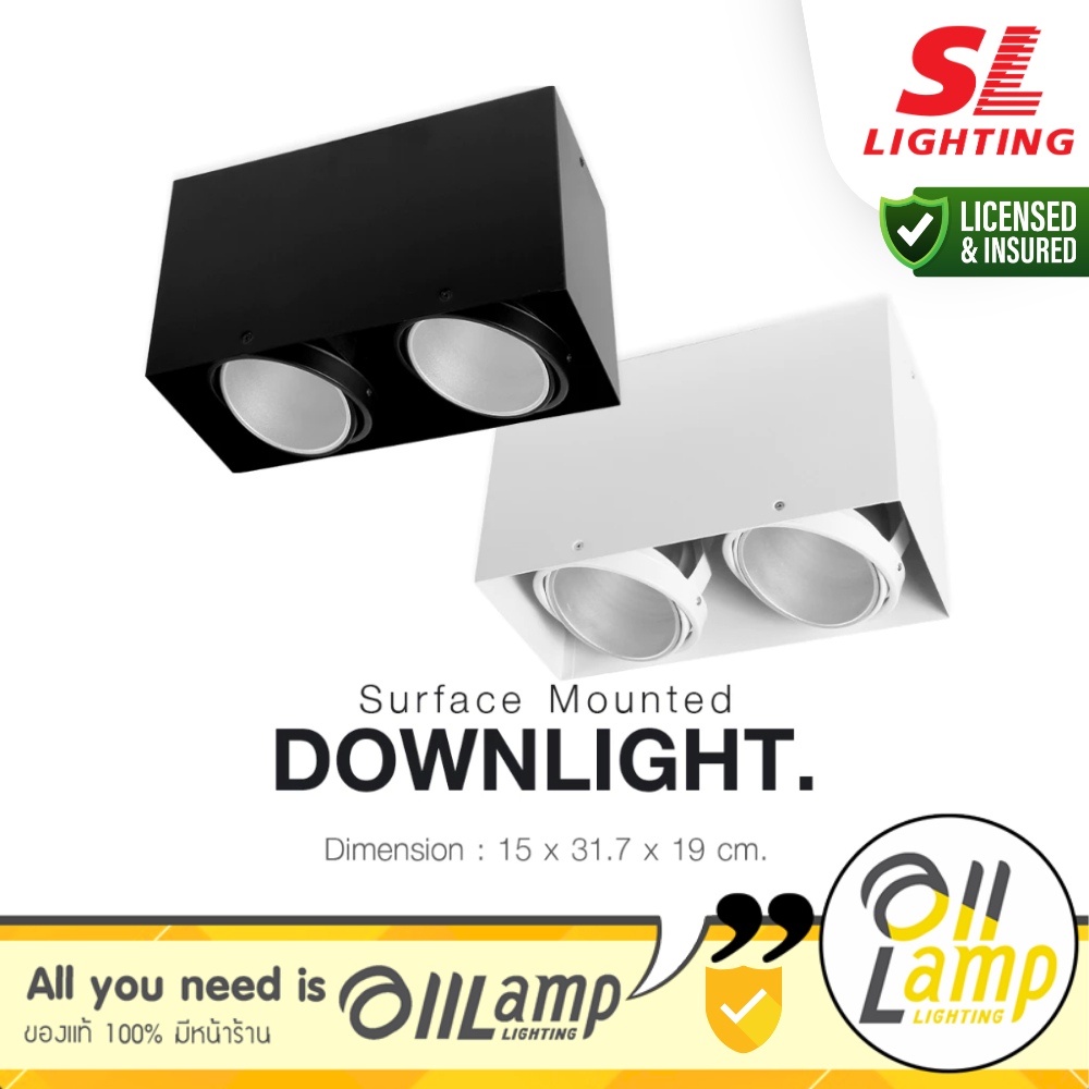 SL lighting | SL-3-557-2 ดาวน์ไลท์ติดลอย ขั้ว E27 Surface Mounted Downlight 2ช่อง ติดเพดาน รวมแวท
