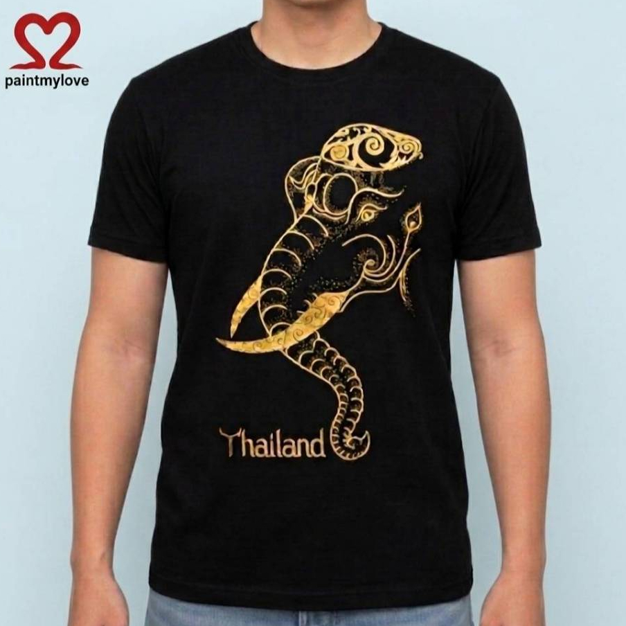 Paintmylove เสื้อยืดคอกลมผู้ใหญ่Thailand ผ้าคอตตอน100% งานสกรีนลายไทยแลนด์ อก34ถึง46นิ้ว