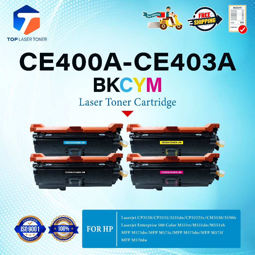 หมึกเทียบเท่า CE400A/CE401A/CE402A/CE403A (CE250A) CE 400A for HP LaserJet CP3520/CP3525/3525dn