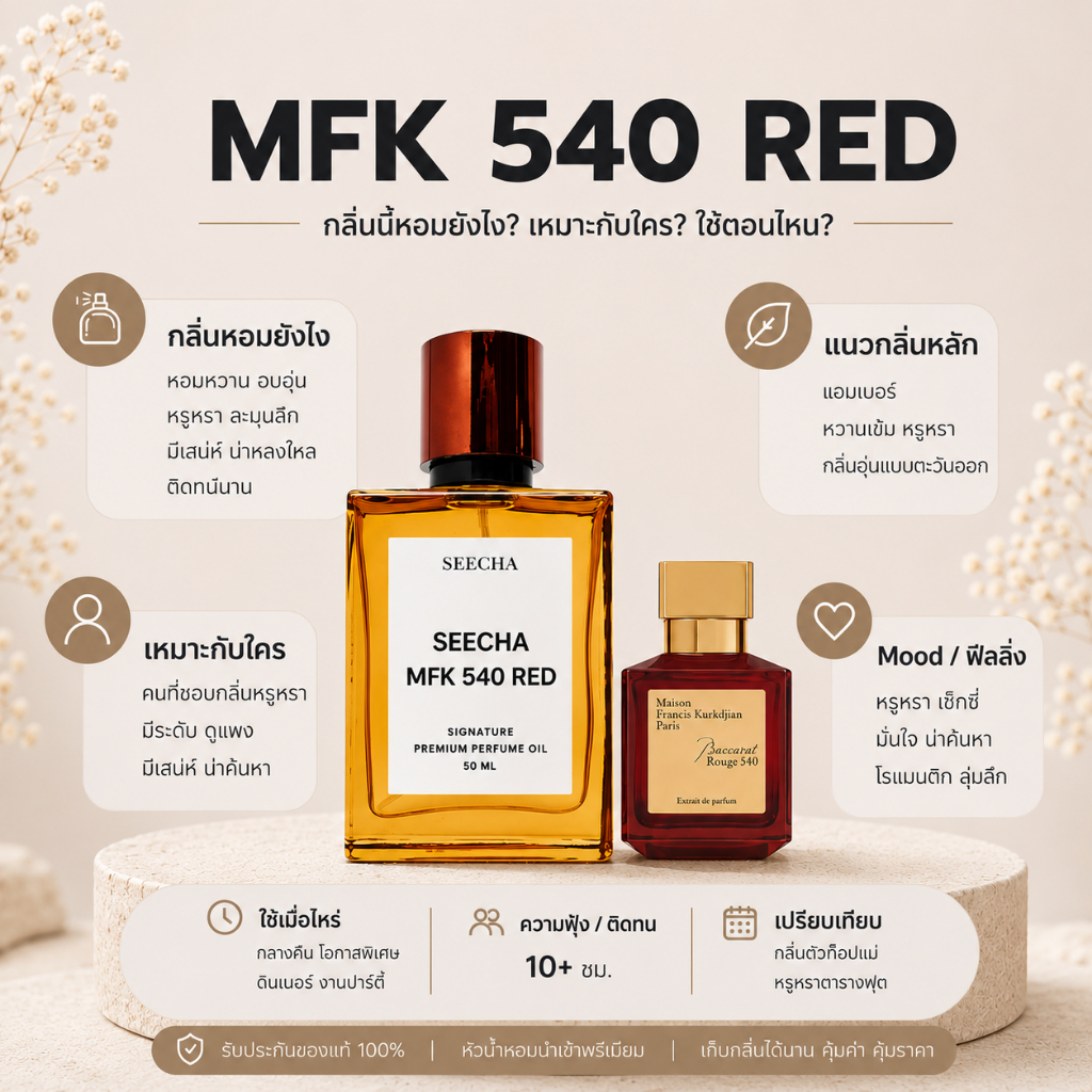 กลิ่น mfk 540 red เอ็มเอฟเค ห้าสี่ศูนย์ เรด [✨กด 3ชิ้น เพื่อรับโปร2แถม1✨] น้ำหอม สี ชา ออยล์ ของแท้ 